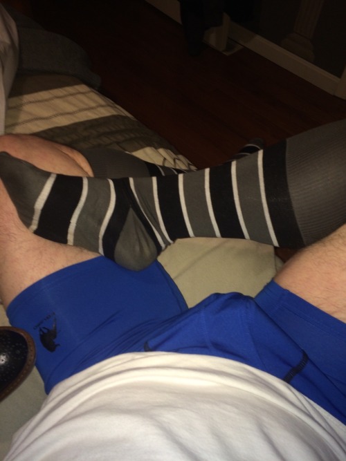 hot4soxdfw:  grsx72:  Today’s grey black and white striped Otc’s with my black Mercanti Fiorentini wingtips.  Awesome