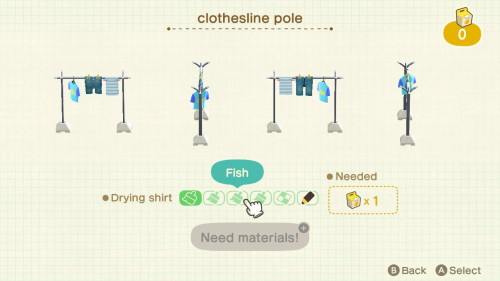 Item: clothesline pole# of customizations: 5Customization names: plain, PE shirt, fish, carrot, cust