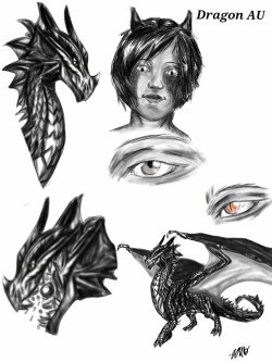 masterxofxyourxfate:  Sooo, I’ve been seeing the dragon au going around and I wanted to try it?! I’ve never drawn a dragon before so I hope it turned out ok. (On the side note about the scales on Ruby’s face, I think she would have trouble turning