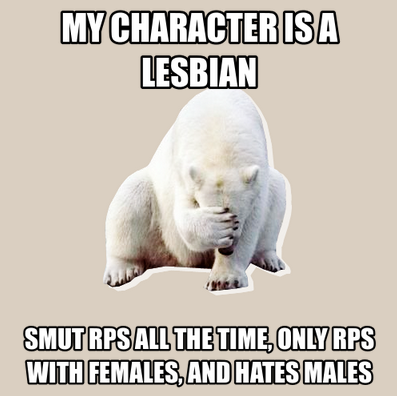 fyeahbadrperpolarbear:  Not to mention the fact that this person’s character constantly sexually harasses other females and completely ignores anyone who’s not one of their character’s fuckbuddies while trying to justify it as “just flirting”