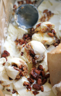 verticalfood:  Cinnamon Basil and Pine Nut Praline Ice Cream