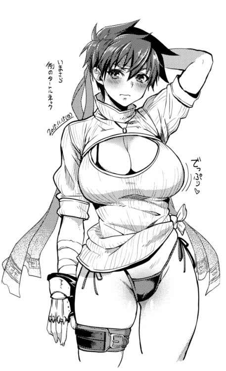 yazirou:  女体化アイクさん落書き。いまさら例のタートルネックinビキニ 漫画と同じ手順で下絵→ペン入れ→トーン仕上げまでもっていたものをWeb上でアップしてますが、そろそろデジタル原稿の印刷確認なども兼ねた女体化アイクさんの折本とかを作りたいなと思う今日このごろです。