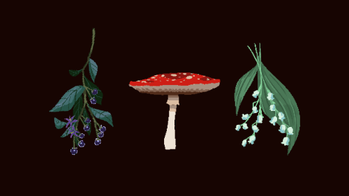 pixelated plants (& one lil ‘shroom!)