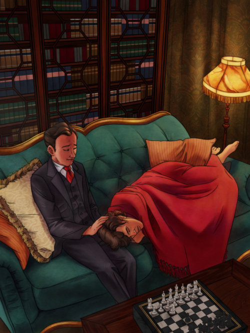 aperplexingpuzzle: mid0nz: Mycroft and Sherlock A gift for the BRILLIANT postcardsfromtheoryland in 