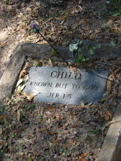 gravemattersguru:  Child. Known But to God. Bosque Bello Cemetery, Fernandina Beach, Nassau County, Florida. Photo taken 17 October 2015. 