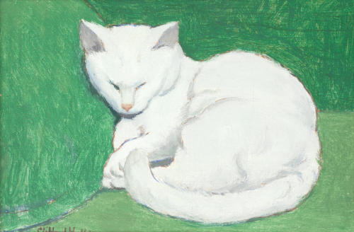 huariqueje: Sleeping Cat    -   Clifford Hall, 1972.British,1904–1973 Oil on board,, 14.5  x 20.5 in