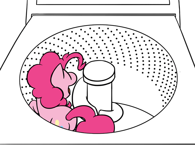 flutterluv:  Pinkie Pie using the washing machine.Based off this [tumblr post].