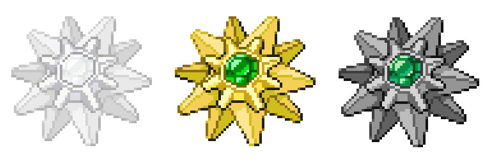 blackabsol:  Starmie Birthstones  January: Garnet in Black Gold  | February: Amethyst