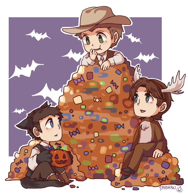 say0ran-arts:  a little october-inspired team free will drawing. &lt;3