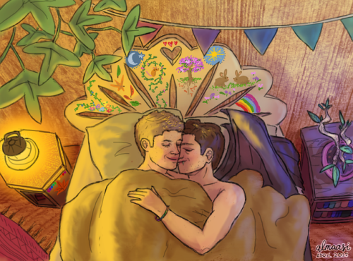 almaasi:  Here are all the illustrations for my 36k Dean/Cas fairy AU Our Garden Home, which is finally completed after 19 months!! Hands-down, it’s the most personal (and cutest) story I’ve ever written, with lots of hard topics all wrapped up in