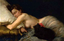 bellsofsaintclements:“Nu endormi au chat noir” by French artist Guillaume Seignac (1870-1924).