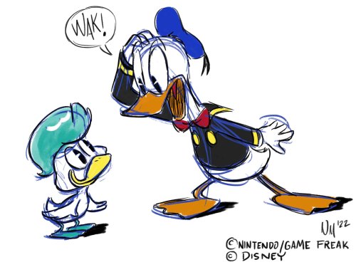 This came to mind as soon as I first saw the new Pokemon starters.Done in Photoshop.#donaldduck #dis