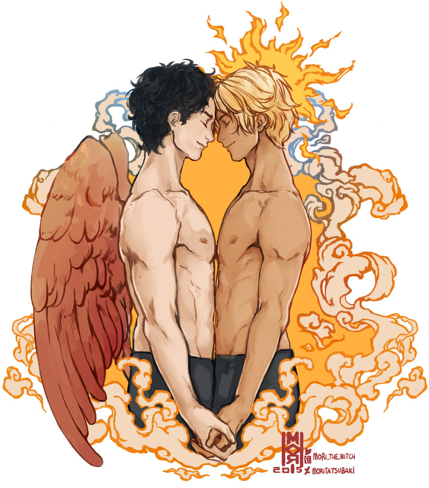 mori-the-witch:    Zephyros   and Apollo(inspired by Mab’s works)