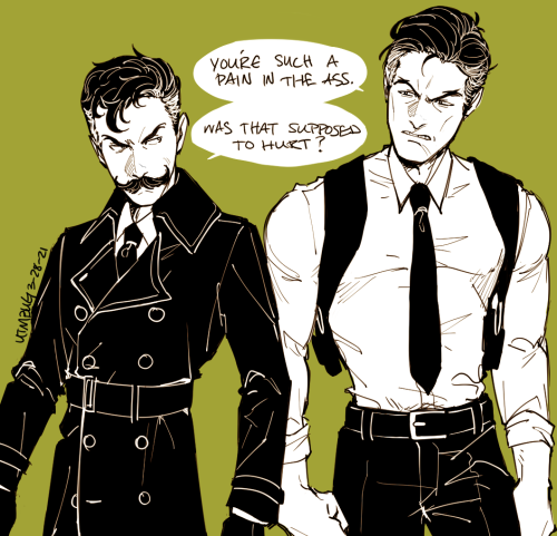 IronWatts Police/Detective AU. James is a grizzled police chief, while Arthur is a private investiga