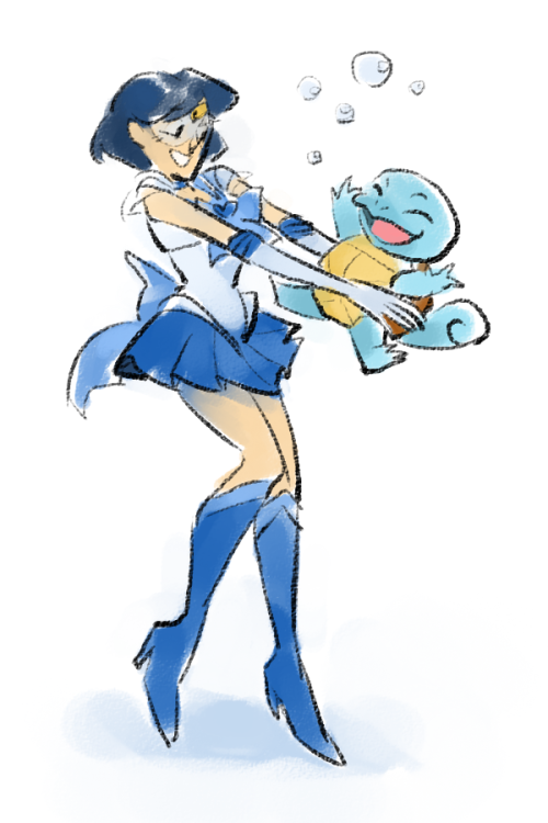 alexagator:  Request no. 5@willanimateforwine: Draw your favorite sailor scout! (or a favorite Pokemon if you don’t like Sailor Moon)Ami was always my fave ;-; and I think a squortle would suit her perfectly! Awesome request <3 