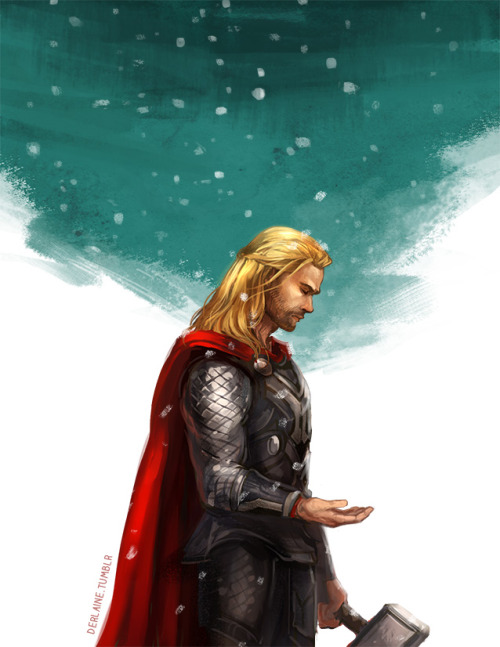 derlaine:  Today’s Sketch Dailies topic is Thor so I got off my butt and finished this Thor pic that has been sitting around since Xmas Original Loki post 