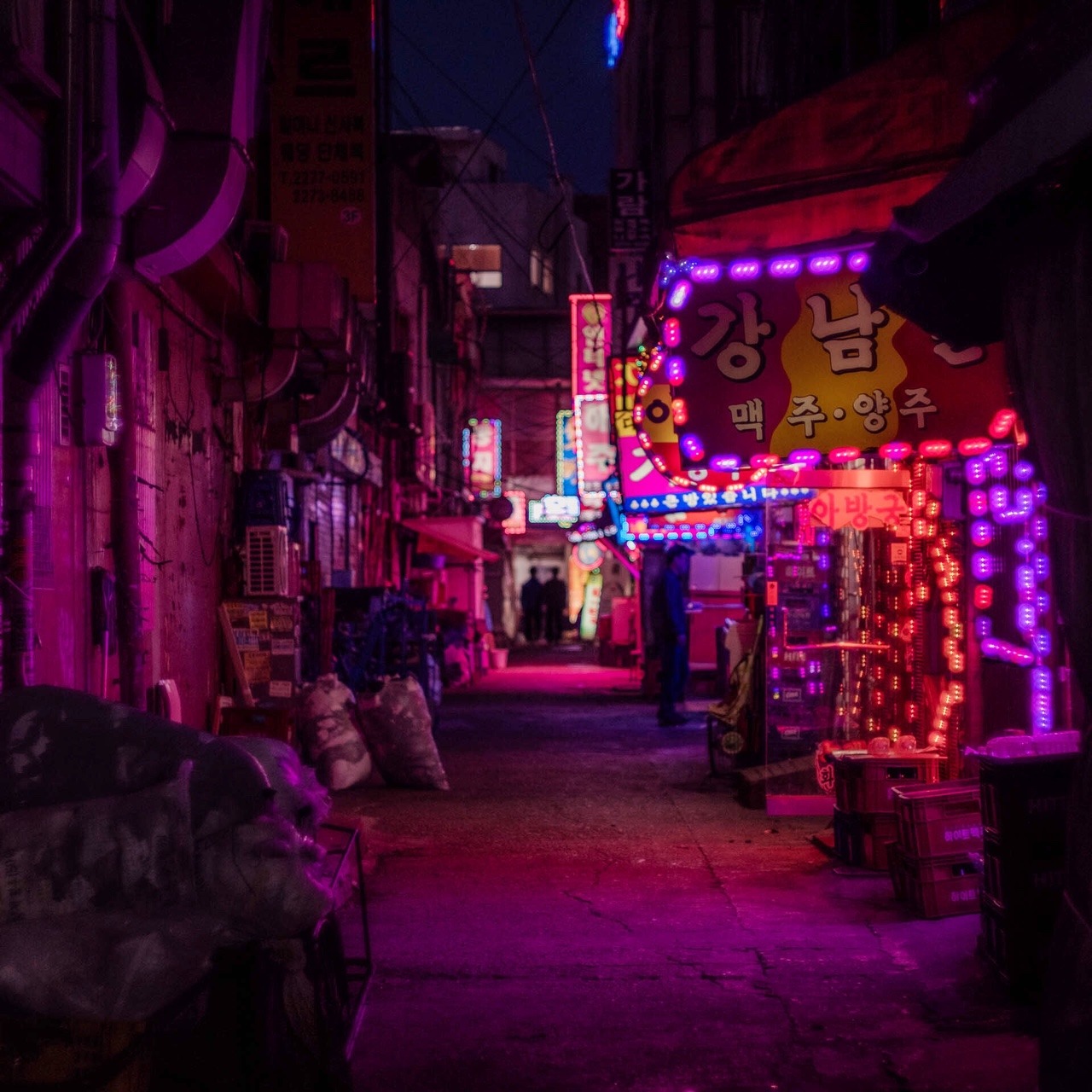Noealz - Anime Cyberpunk Rain Photography — Seoul red light district...