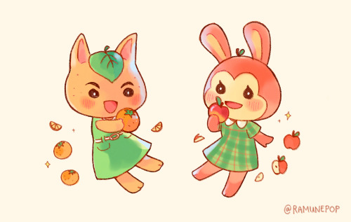 Orange Kitty &amp; Apple Bunny