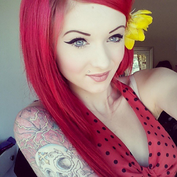 plasticsmooth:  Mwah x #redhead #tattoo 