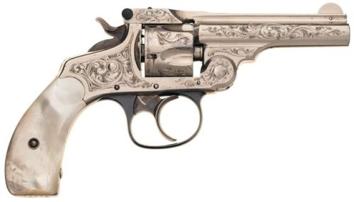 Factory engraved Smith & Wesson 4th Model double action revolver with pearl grips, late 19th cen