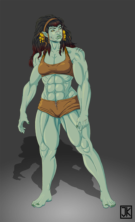 Pathfinder half orc lady. Obviously needs some more outfits?