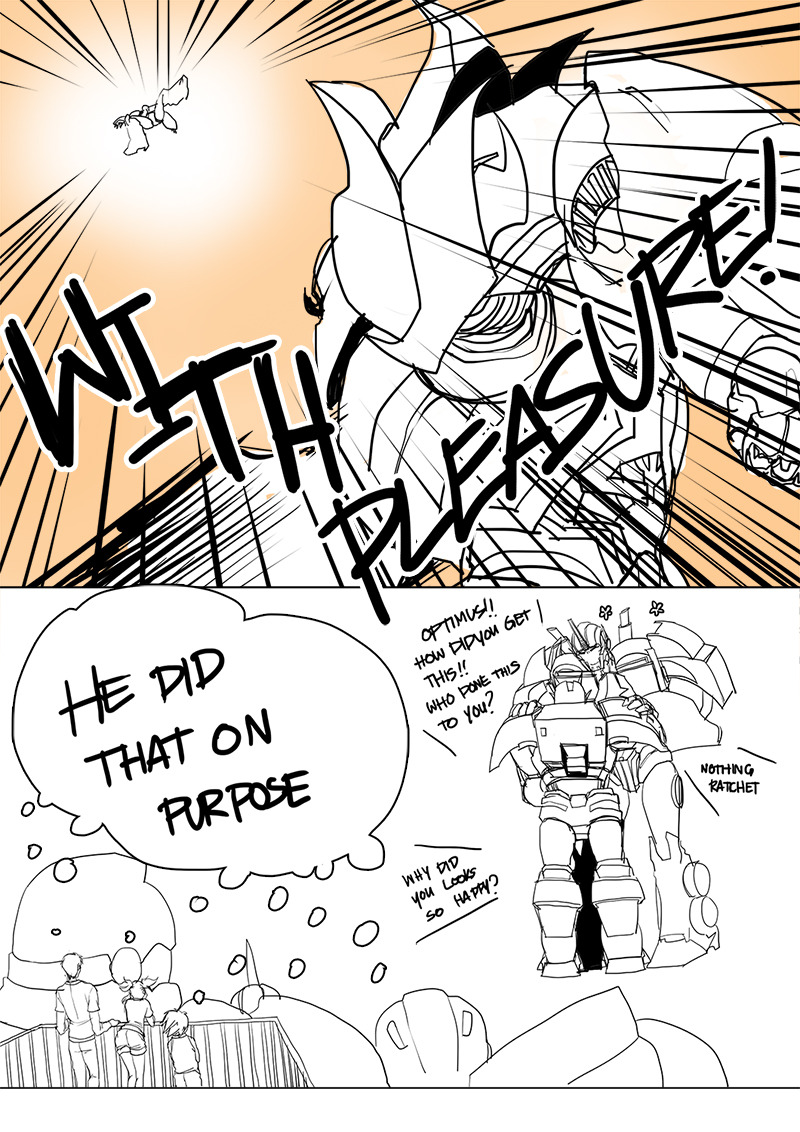judusart:  Optimus want Ratchet attention. I plan to do a color comic but I didn’t