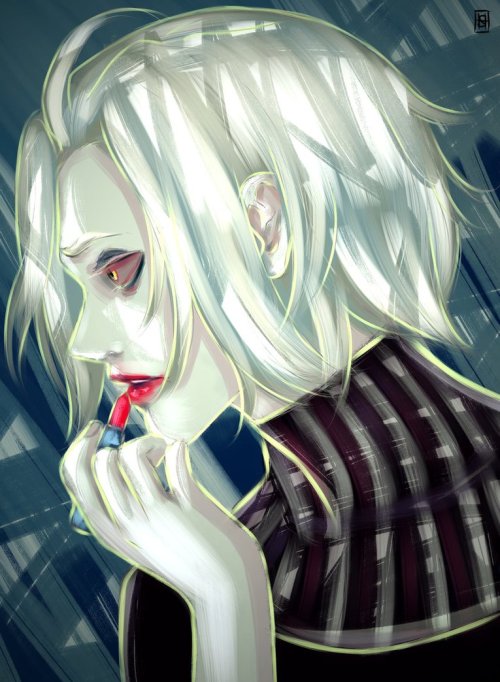 slenderhandsblog:Seidou gets pretty red lips 