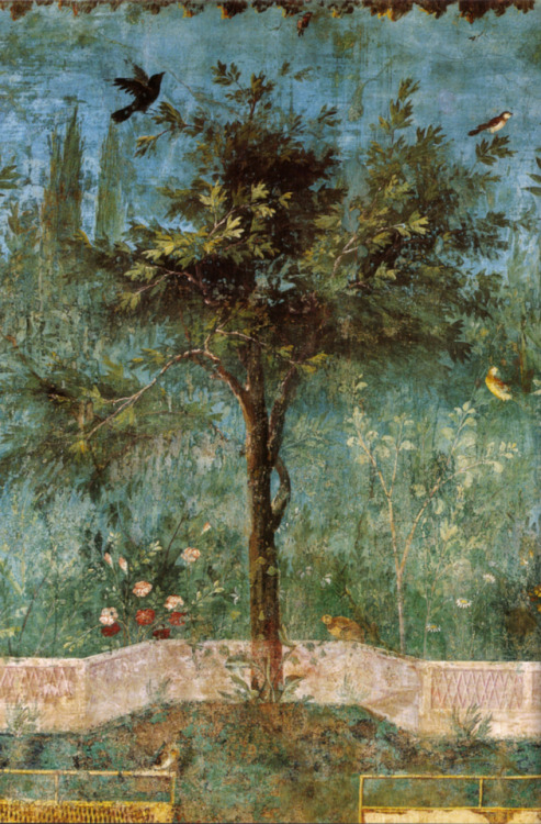 loumargi:villa of livia garden frescos southern short wall plant with birds