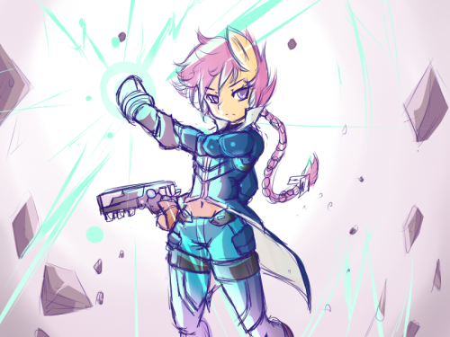 gamerscootaloo:  Just a quick doodle to get some stress out of myself. I fucking love Azure Striker Gunvolt and i wish its gets more games.