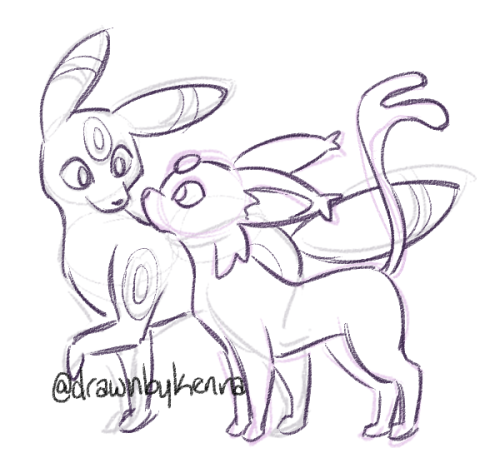 Sketchtember day 13 with more Eeveelutions! I was going to add on to the Eevee circle from yesterday