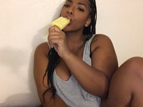 blkbruja:  me ft my third pineapple popsicle today  😍😍😍
