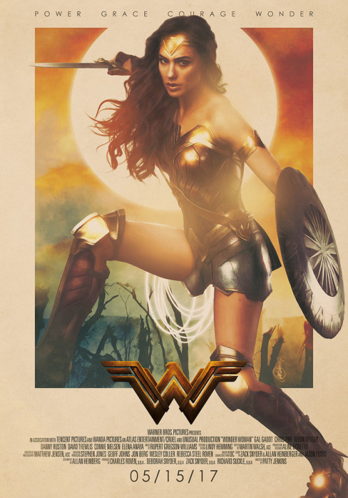  Alternate movie poster for Wonder Woman, directed by Patty Jenkins and starring Gal Gadot as the Pr