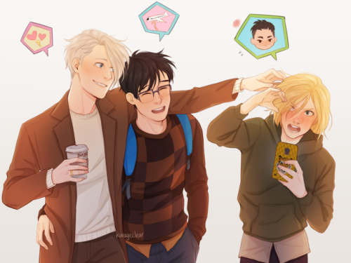 felidadae:they’re like doting parents, I swear (Yurio doesn’t hate it really, it’s