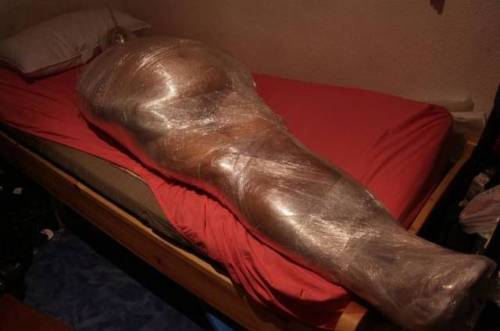 … and this is how my chubby captive ended up that night, after being milked with a rope aroun