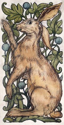 William De Morgan (1839-1917)   Seated hare and fruiting foliage