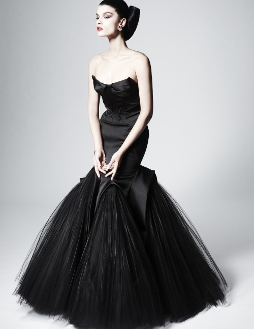 Crystal Renn, wearing Zac Posen.