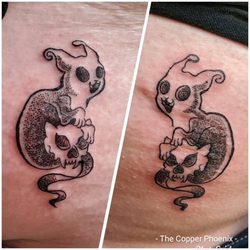 <p>A couple bestie ghost-cat tattoos from last night.   Thanks for coming in, it was great working with you! <br/>
.<br/>
#ladytattooer #thephoenix #copperphoenix #shelbyvilleindiana #indianapolistattoo #indylocal #do317 #indytattoo #circlecity #waverlycolorco #industryinks #yournewfavoriteink #artistictattoosupply #fkirons #tattooedbutts #cat #ghostcat  (at Shelbyville, Indiana)<br/>
<a href="https://www.instagram.com/p/CPysfrfL7Q1/?utm_medium=tumblr">https://www.instagram.com/p/CPysfrfL7Q1/?utm_medium=tumblr</a></p>