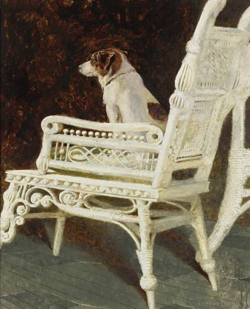 artballetoperaclassical: Jamie Wyeth (American, b. 1946) - Yolk and the Wicker Chair, 1987combined m