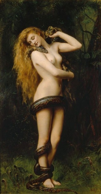 the-ghost-ship: Left: “Lilith,” 1892 by John Collier. Oil on canvas. The Atkinson Art Ga