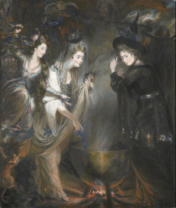 oldpaintings:  The Three Witches from Shakespeare’s Macbeth, 1775 by Daniel Gardner (English, 1750—1805) 