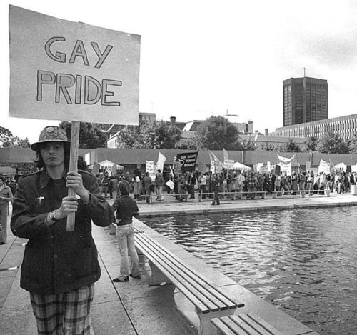 “GAY PRIDE,” gay activists march on Toronto City Hall, Toronto, Ontario, September 13, 1