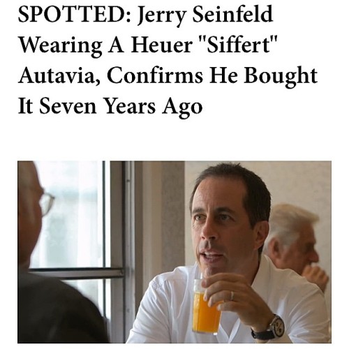 We have reports from our men in the field that #JerrySeinfeld is roaming around @pebblebeachconcours wearing his trademark “Siffert” Autavia that we spotted on him over two years ago.
