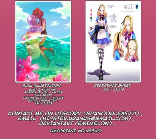 emimelon:  COMMISSIONS ARE OPEN  hi all!! i decided to update my commission sheet with new