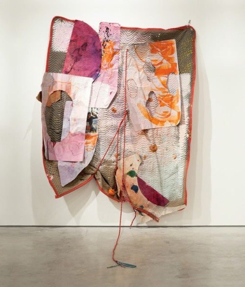 Eric N. Mack, Pain After Heat, 2014, Rope, paper, acrylic paint, dye, ink, dried orange peel, wood, 