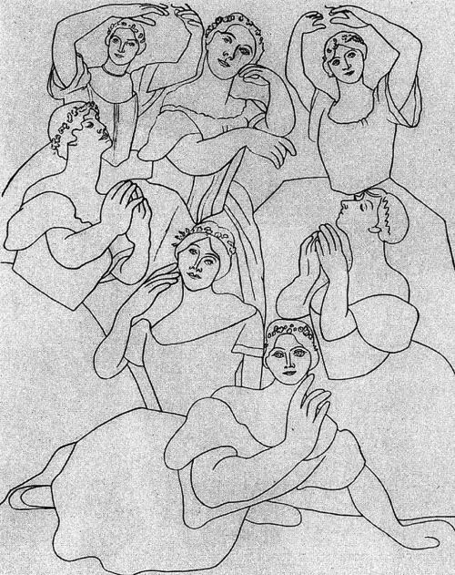 artist-picasso:  Seven ballerinas, 1919, Pablo PicassoMedium: pencil,paper