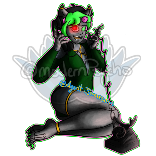 A gift for my buddy Jameson (@machinesimp), who owns the character Clickbait