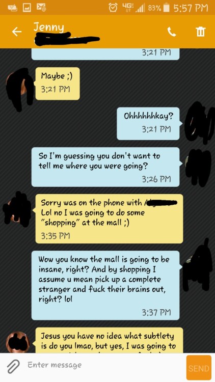bbcs-fuck-my-wife-better:  So I didn’t have too much luck compressing and converting the other vm’s, but they really weren’t that great anyway. Most of the time when she calls me I answer, but almost all of our convos are over text. This happened