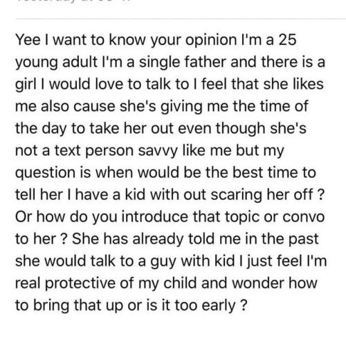 this dude needs to tell them right away
