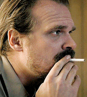 davidharboursource: Chief Jim Hopper in Stranger Things 2x01 — “Madmax”  Dinner first, then dessert. Always. That’s a rule. 