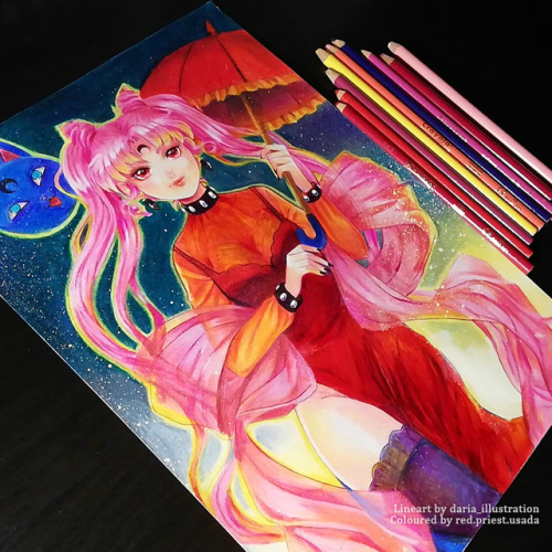 After a very long break I decided to go back to my old set of colour pencils and colour another Dar-